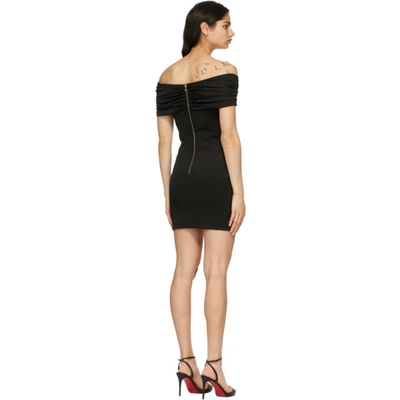 Shop Balmain Black Viscose Off-the-shoulder Dress In 0pa Black