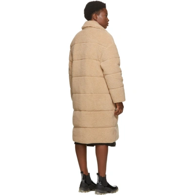 Shop Moncler Reversible Beige Down Sherpa Bagaud Coat In 221 Camel