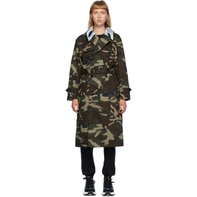 Vetements Multicolor Layered Trench Coat In Green Camo