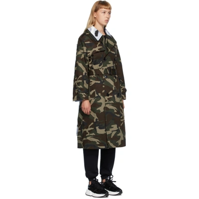 Vetements Multicolor Layered Trench Coat In Green Camo