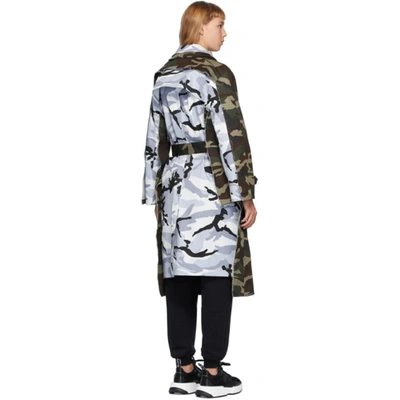 Vetements Multicolor Layered Trench Coat In Green Camo