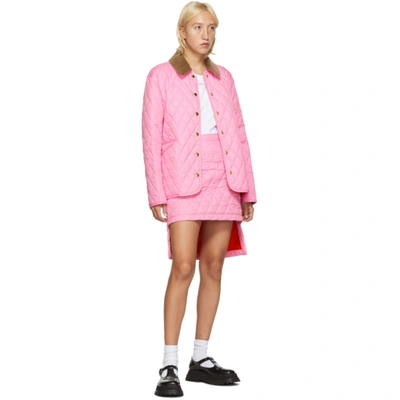 Shop Burberry Pink Gail Quilted Miniskirt In A8407 Pink