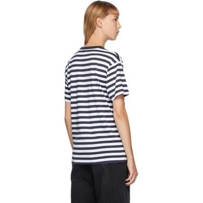 Shop Acne Studios Navy And White Classic Fit Striped T-shirt In 885 Navy