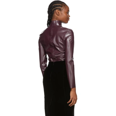 Shop Saint Laurent Purple Latex Turtleneck Bodysuit In 6108 Rubis