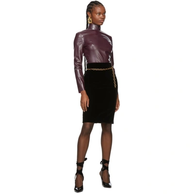 Shop Saint Laurent Purple Latex Turtleneck Bodysuit In 6108 Rubis