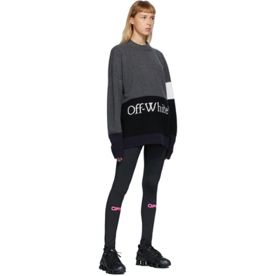 Shop Off-white Grey Color Block Sweater In Dk Grey