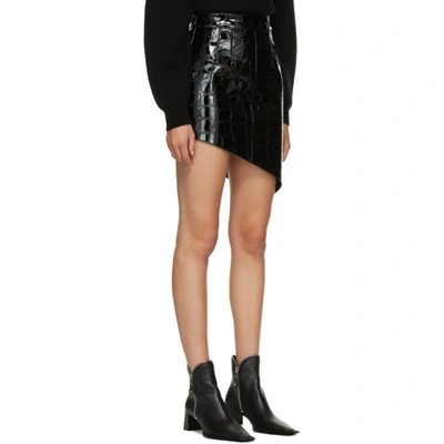 Shop Alexander Wang Black Croc Asymmetric Miniskirt In 001 Black