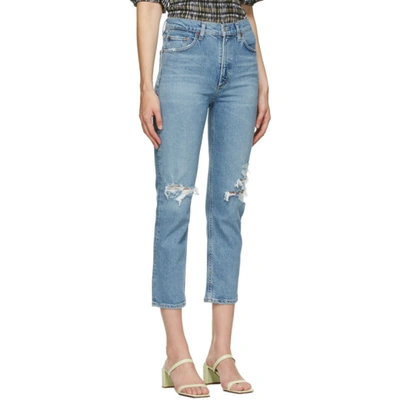 Shop Agolde Blue Wilder Comfort Straight Jeans In Whiplash