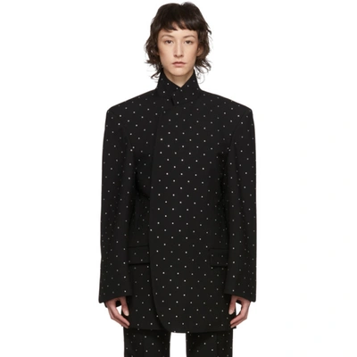 Shop Balenciaga Black Wool Strass Shifter Blazer In 1000 Black