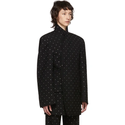 Shop Balenciaga Black Wool Strass Shifter Blazer In 1000 Black