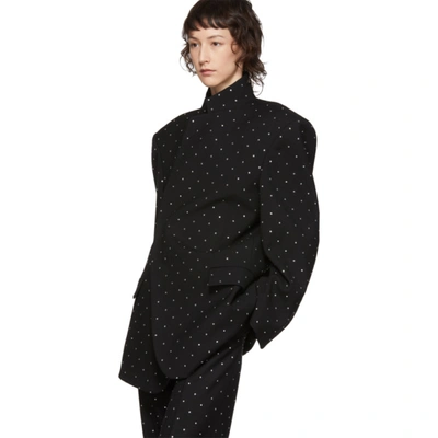 Shop Balenciaga Black Wool Strass Shifter Blazer In 1000 Black