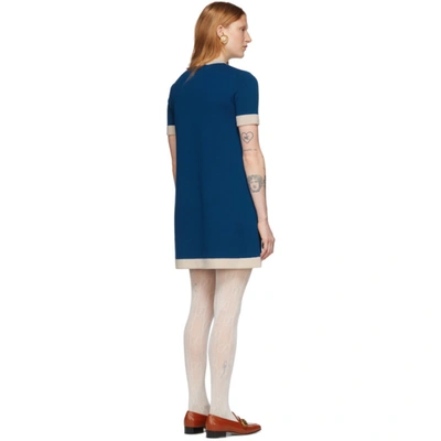 Shop Gucci Blue Wool Gg Dress In 4492 Blue