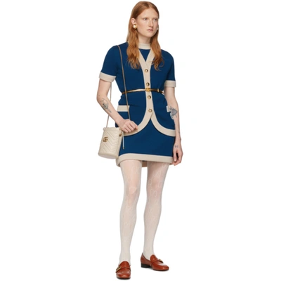 Shop Gucci Blue Wool Gg Dress In 4492 Blue