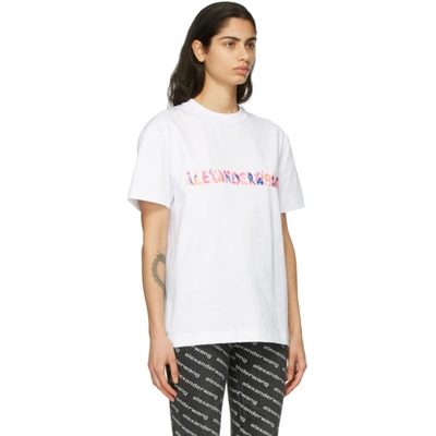 Shop Alexander Wang White Logo Calligraphy T-shirt In 100 White