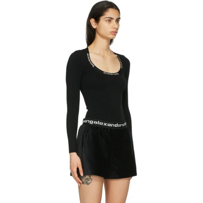 Shop Alexander Wang T Black Logo Trim Bodycon Top In 001 Black