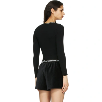 Shop Alexander Wang T Black Logo Trim Bodycon Top In 001 Black