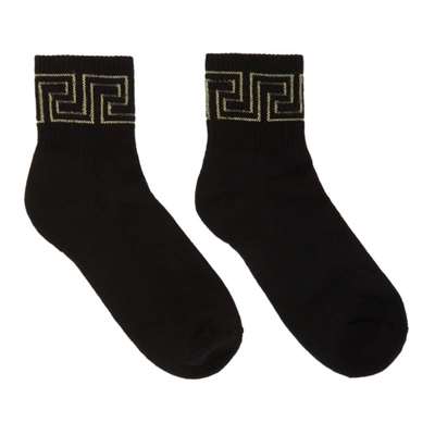 Shop Versace Black And Gold Greta Empire Socks In A4007 Bk/go