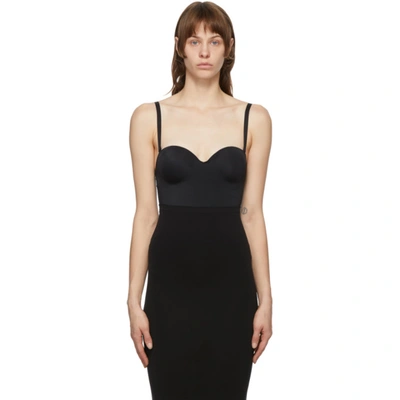 Shop Wolford Black Mat De Luxe Forming String Bodysuit In 8807 Black