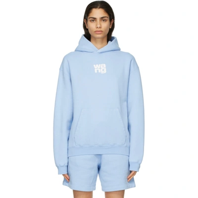 Shop Alexander Wang Blue Puff Logo Hoodie In 458 Lt Blue