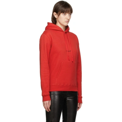 Shop Saint Laurent Red Rive Gauche Logo Hoodie In 6211 Red/bl