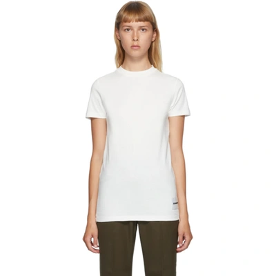 Shop Jil Sander Three-pack Off-white Lower Patch T-shirts In 100 White