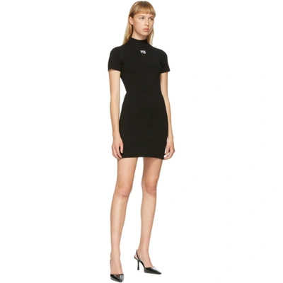 Shop Alexander Wang T Black Logo Patch Bodycon Dress In 001 Black