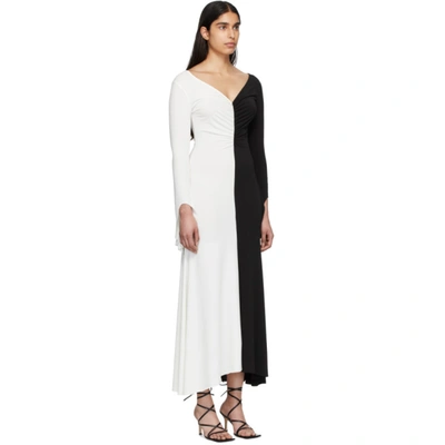 Shop A.w.a.k.e. Mode Black And White Fluted Maxi Dress In Black + Whi