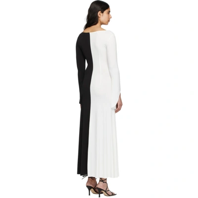 Shop A.w.a.k.e. Mode Black And White Fluted Maxi Dress In Black + Whi