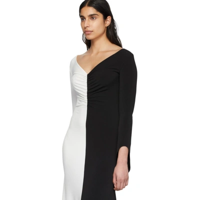 Shop A.w.a.k.e. Mode Black And White Fluted Maxi Dress In Black + Whi