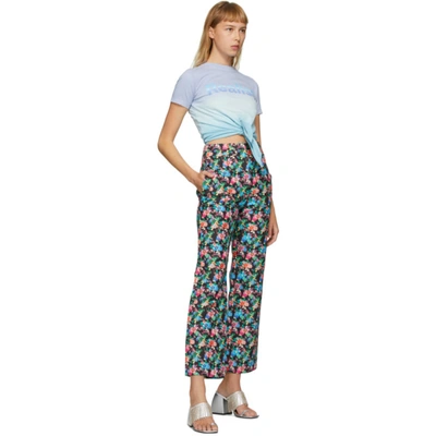 Shop Paco Rabanne Multicolor Floral Trousers In V024 Black