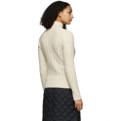 Shop Ganni Off-white Alpaca Cable Knit Turtleneck In 135 Egret