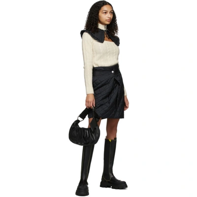 Shop Ganni Off-white Alpaca Cable Knit Turtleneck In 135 Egret