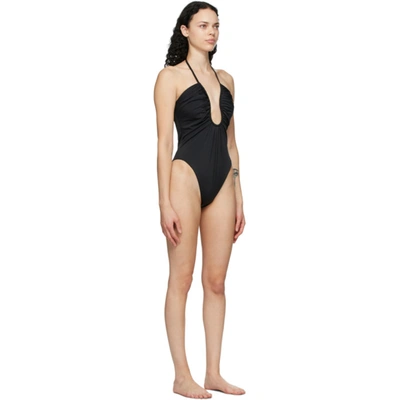 Shop Fendi Black 'forever ' Plunge One-piece Swimsuit In Fogme Black