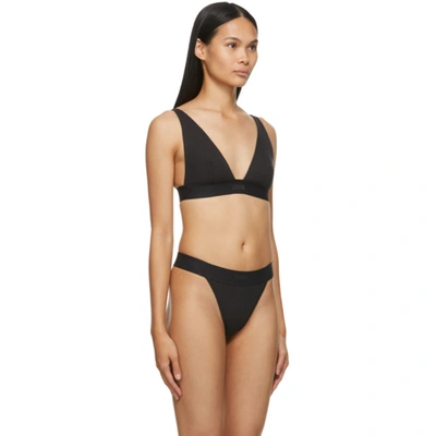 Shop Skims Black Cotton Plunge Bralette In Soot