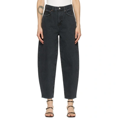Shop Agolde Black Balloon Ultra High-rise Curved Jeans In Black Tea