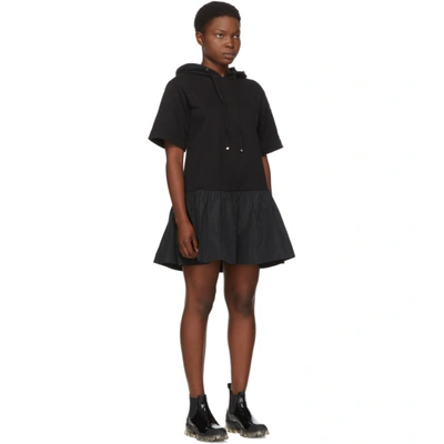 Shop Moncler Black Hoodie Short Dress In 999 Black