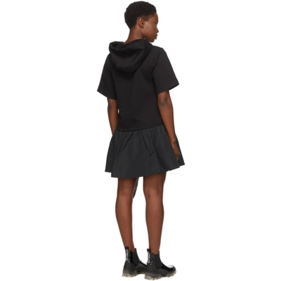 Shop Moncler Black Hoodie Short Dress In 999 Black