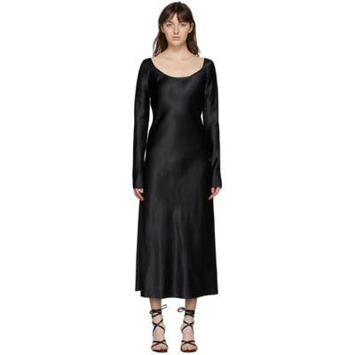 Shop Marina Moscone Black Heavy Satin Fluid Dress