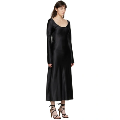 Shop Marina Moscone Black Heavy Satin Fluid Dress