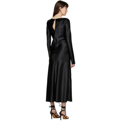 Shop Marina Moscone Black Heavy Satin Fluid Dress