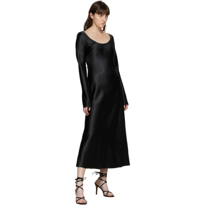 Shop Marina Moscone Black Heavy Satin Fluid Dress