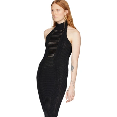Shop Balmain Black Transparent Stripe Halter Dress In 0pa Black