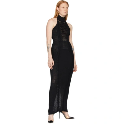 Shop Balmain Black Transparent Stripe Halter Dress In 0pa Black
