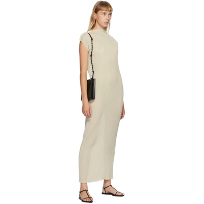 Shop Jil Sander Off-white Pleated Turtleneck Dress In 267 Almond