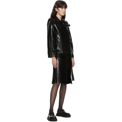 Shop Shushu-tong Black Faux-leather Croc Single Pleat Skirt In Ba100 Black