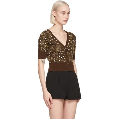 Shop Versace Brown Leopard Cardigan In 5n010 Brown