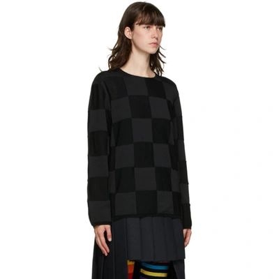Shop Comme Des Garçons Homme Deux Black Check Intarsia Sweater In 1 Black/blk