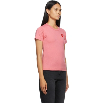 Shop Comme Des Garçons Play Pink Heart Patch T-shirt In 3 Pink