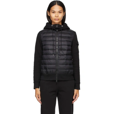 Shop Moncler Black Down Jersey Cardigan Jacket In 999 Black