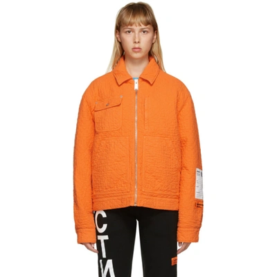 Shop Heron Preston Orange Quilted Jacket